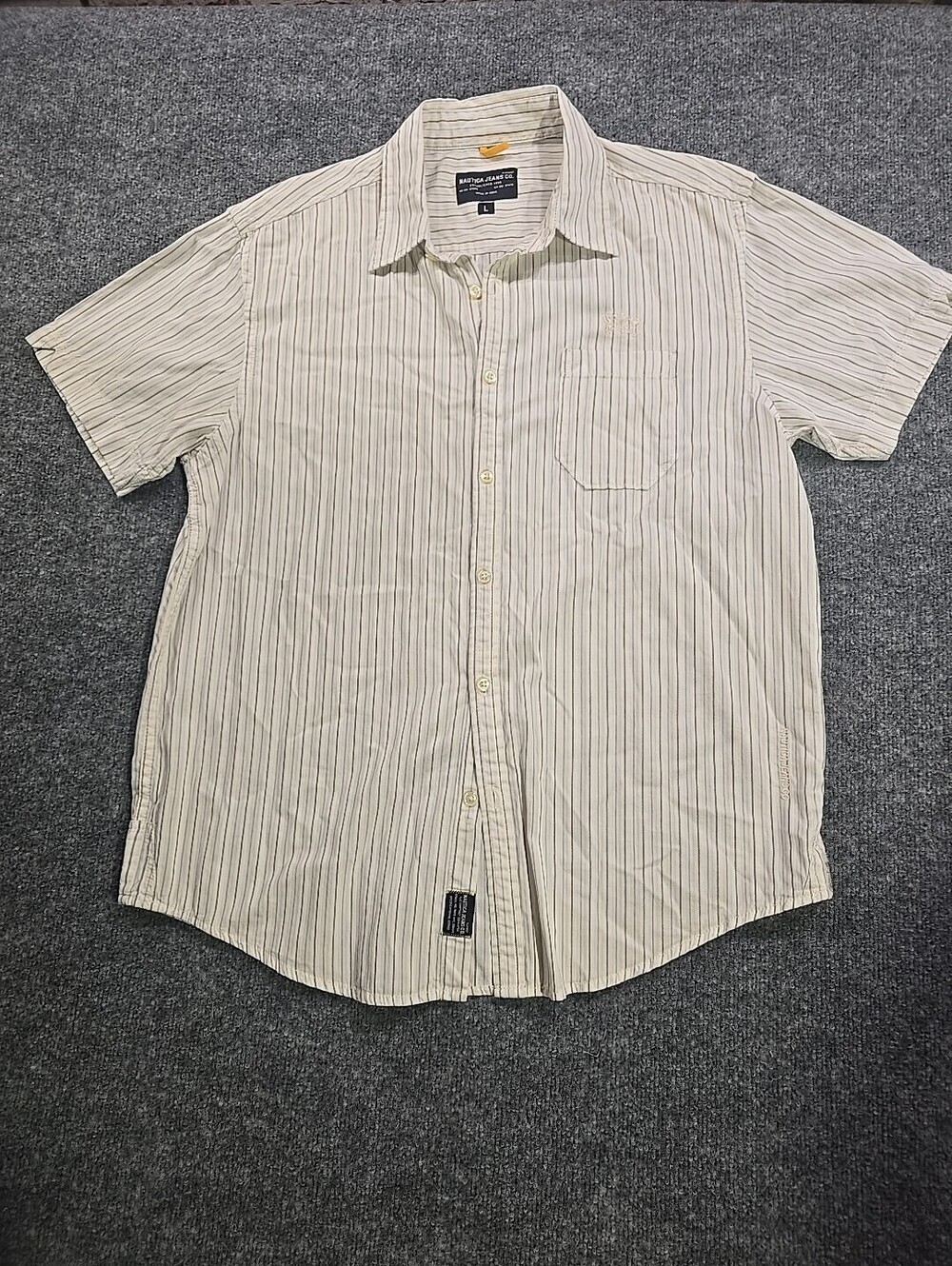 Nautica Jeans Co Mens XL Striped Short Sleeve Button Down Shirt Casual Beach
